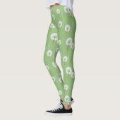 Dandelion Pattern on Green Background Leggings (Links)