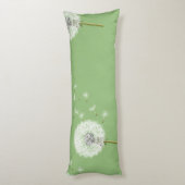 Dandelion Pattern on Green Background Lichaamskussen (Achterkant (Verticaal))