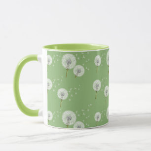 Dandelion Pattern on Green Background Mok