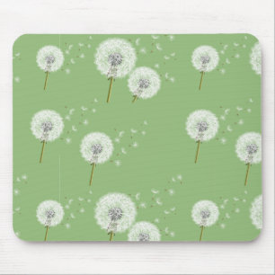 Dandelion Pattern on Green Background Muismat