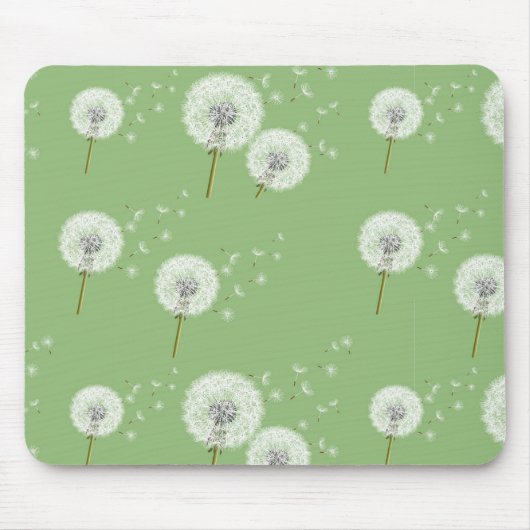 Dandelion Pattern on Green Background Muismat (Voorkant)