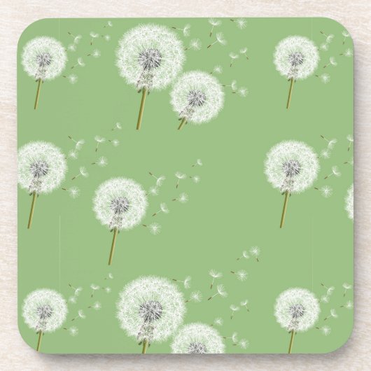 Dandelion Pattern on Green Background Onderzetter (Voorkant)