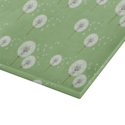 Dandelion Pattern on Green Background Snijplank (Hoek)