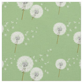 Dandelion Pattern on Green Background Stof