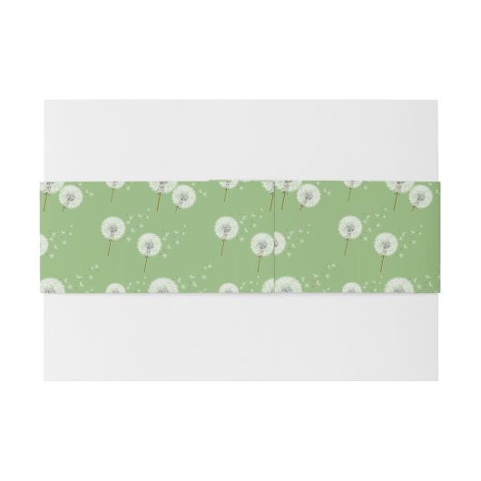 Dandelion Pattern on Green Background Uitnodigingen Wikkel (Achterkant Voorbeeld)