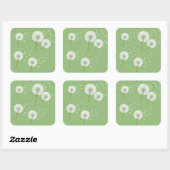 Dandelion Pattern on Green Background Vierkante Sticker (Vel)