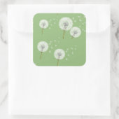 Dandelion Pattern on Green Background Vierkante Sticker (Tas)