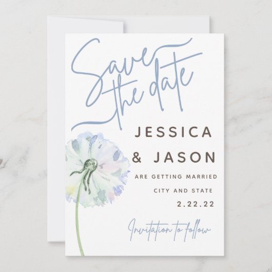 Dandelion Photo Collage bewaart de datum-uitnodigi Kaart (Voorkant)