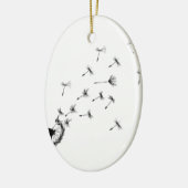 Dandelion puff in de wind keramisch ornament (Links)