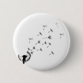 Dandelion puff in de wind ronde button 5,7 cm (Voorkant)