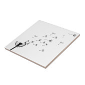 Dandelion puff in de wind tegeltje (Zijkant)