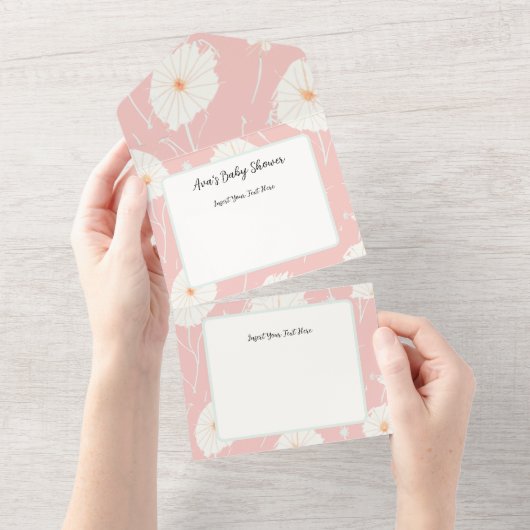 Dandelion Puff Pink All in One Invitations (Déchirure)