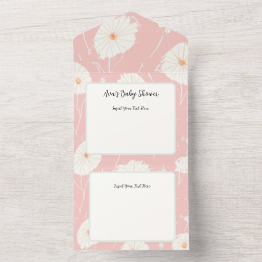 Dandelion Puff Pink All in One Invitations (À l'intérieur)