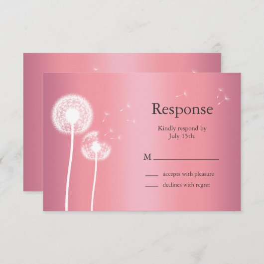 Dandelion RSVP en or Rose et gris (Devant / Derrière)