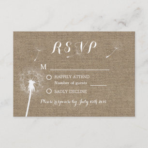 Dandelion rustique soufflant Burlap Wedding RSVP