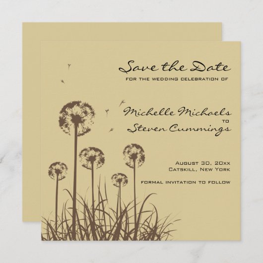 Dandelion Save the Date Notice (Aankondiging datum (Voorkant / Achterkant)