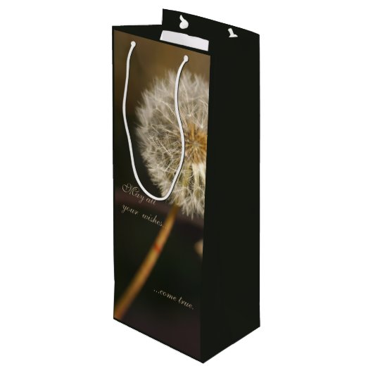 Dandelion Seed Head in Brown Tones Wijn Cadeautas (Achterkant Gekanteld)