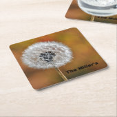 Dandelion Seed Head met tekst Vierkante Kartonnen Onderzetter (Schuin)