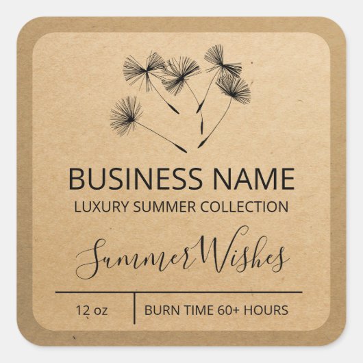 Dandelion Seed Kraft Paper Soy Candle Labels (Voorkant)