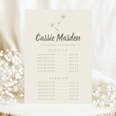 Dandelion Seed Rustic Botanical Service Price Menu