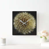 Dandelion Seedhead White Numbers wccn Vierkante Klok (Huis)