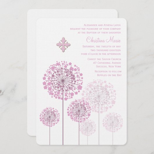 Dandelion semis rose invitation religieuse (Devant / Derrière)