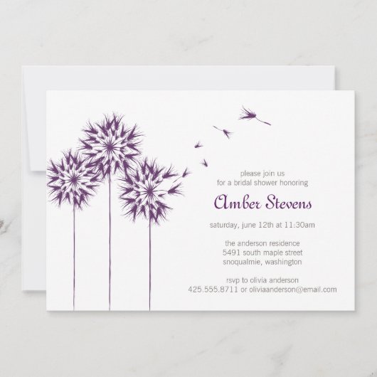 Dandelion Shower/Party Invitation Kaart (Voorkant)
