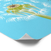 Dandelion sky blue en white art poster (Hoek)