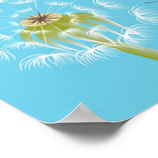 Dandelion sky blue en white art poster (Hoek)