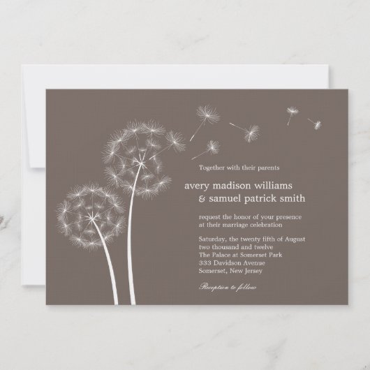 Dandelion Spring Wedding Invitation Kaart (Voorkant)