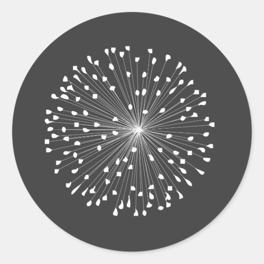 DANDELION STARBURST IN HET WIT RONDE STICKER (Voorkant)