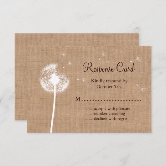 Dandelion sur Burlap RSVP (Devant / Derrière)