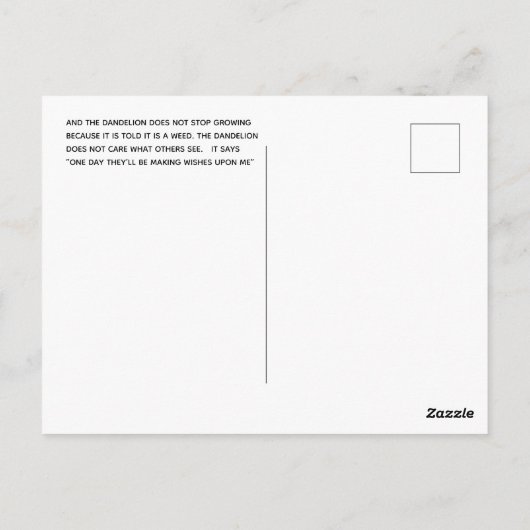 Dandelion veut carte postale design (Dos)