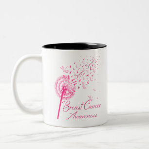 Dandelion Warrior Support Squad Breast Cancer Tweekleurige Koffiemok
