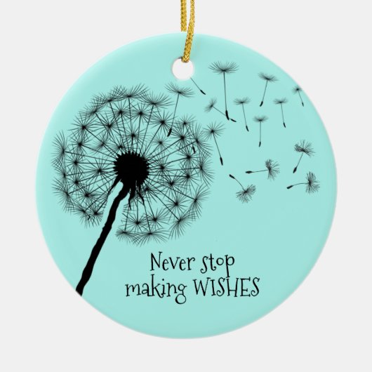 Dandelion Wasting Design Ceramic Ornament (Voorkant)