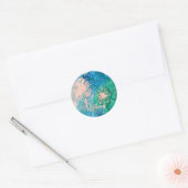 Dandelion waterverf abstract blauw en groen ronde sticker (Envelop)