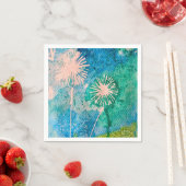 Dandelion waterverf abstract blauw en groen servet (Insitu)