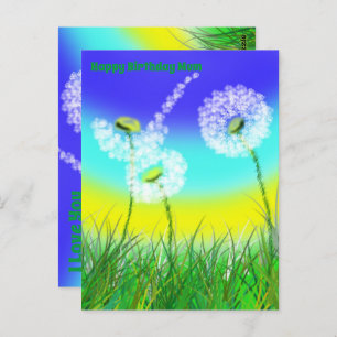 Dandelion Weed Clock, Mums Birthday, Briefkaart
