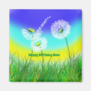 Dandelion Weed Clock, Mums Birthday, Fridge Magnet Magneet