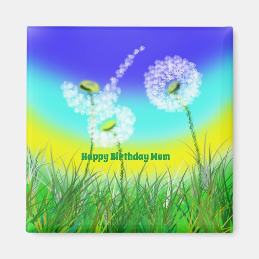 Dandelion Weed Clock, Mums Birthday, Fridge Magnet Magneet (Voorkant)