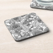 Dandelion-weide in zwart-wit bier onderzetter (Linkerzijde)