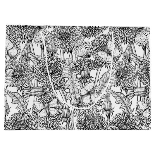 Dandelion-weide in zwart-wit groot cadeauzakje (Achterkant)
