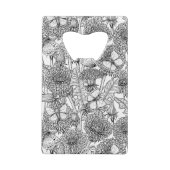 Dandelion-weide in zwart-wit kredietkaart flessenopener (Achterkant)