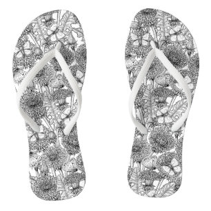 Dandelion-weide in zwart-wit teenslippers
