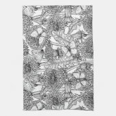 Dandelion-weide in zwart-wit theedoek (Verticaal)