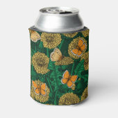 Dandelion-weide op donkergroen blikjeskoeler (Blikje Achterkant)