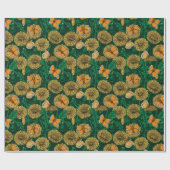 Dandelion-weide op donkergroen cadeaupapier (Vlak)