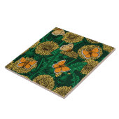 Dandelion-weide op donkergroen tegeltje (Zijkant)