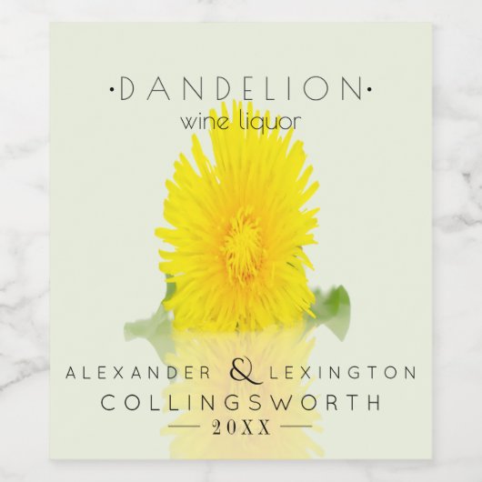 Dandelion Wine Liquor Wijn Etiket (Enkel label)