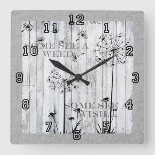 Dandelion Wishes Dreamweaver Gray Quote Vierkante Klok